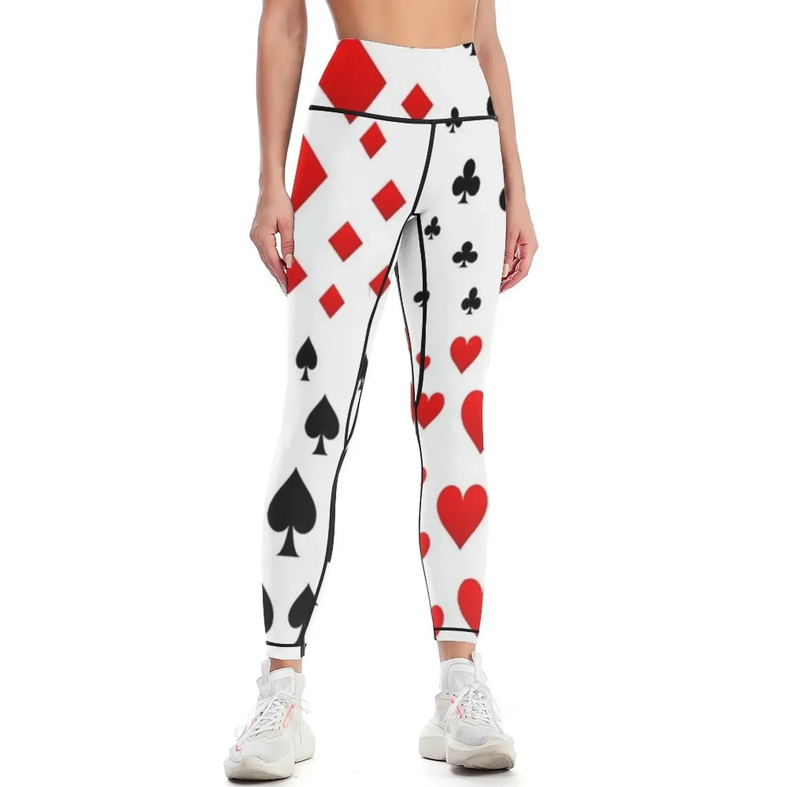 

DECORATIVERED& BLACK PLAYING CARDS ART Leggings sport legging legging push up gym's sportswear for fitness Womens Leggings