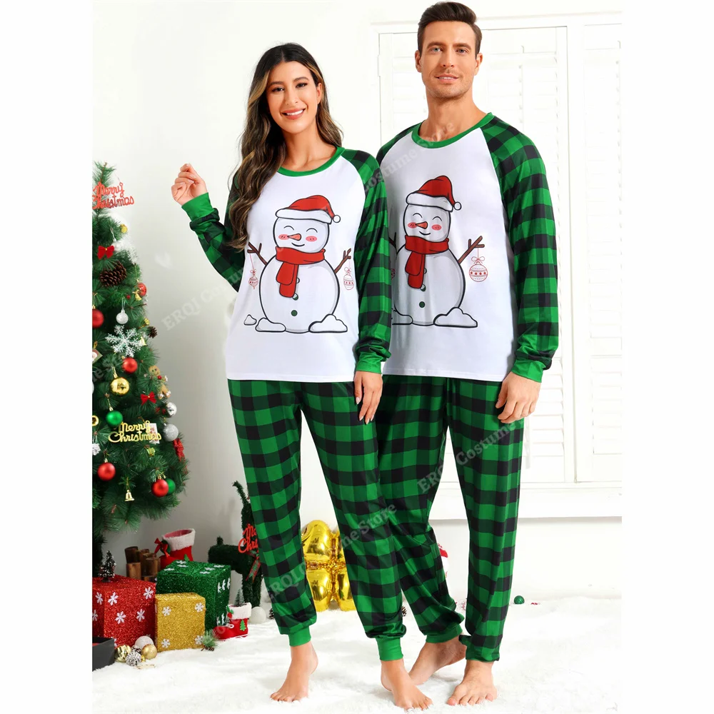 Christmas Pajamas Family Sleepwear Sets Xmas Plaid pjs Couples Pajamas Mens and Womens Christmas Costumes Red Green XS -XXXL