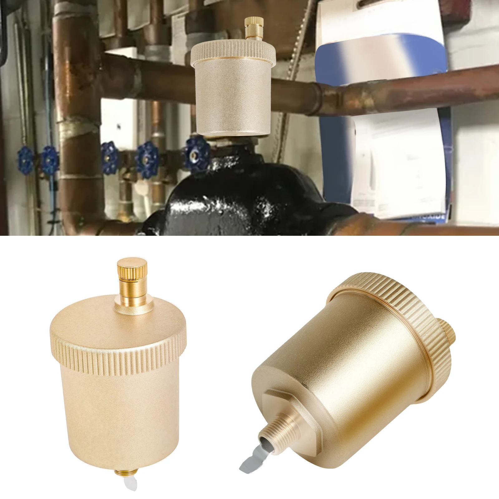 2/1Pcs Automatic Air Vent Valve 1/8 Inch Brass Automatic Air Bleed Vent, Float Valve  for Hot Water Radiators Heating System