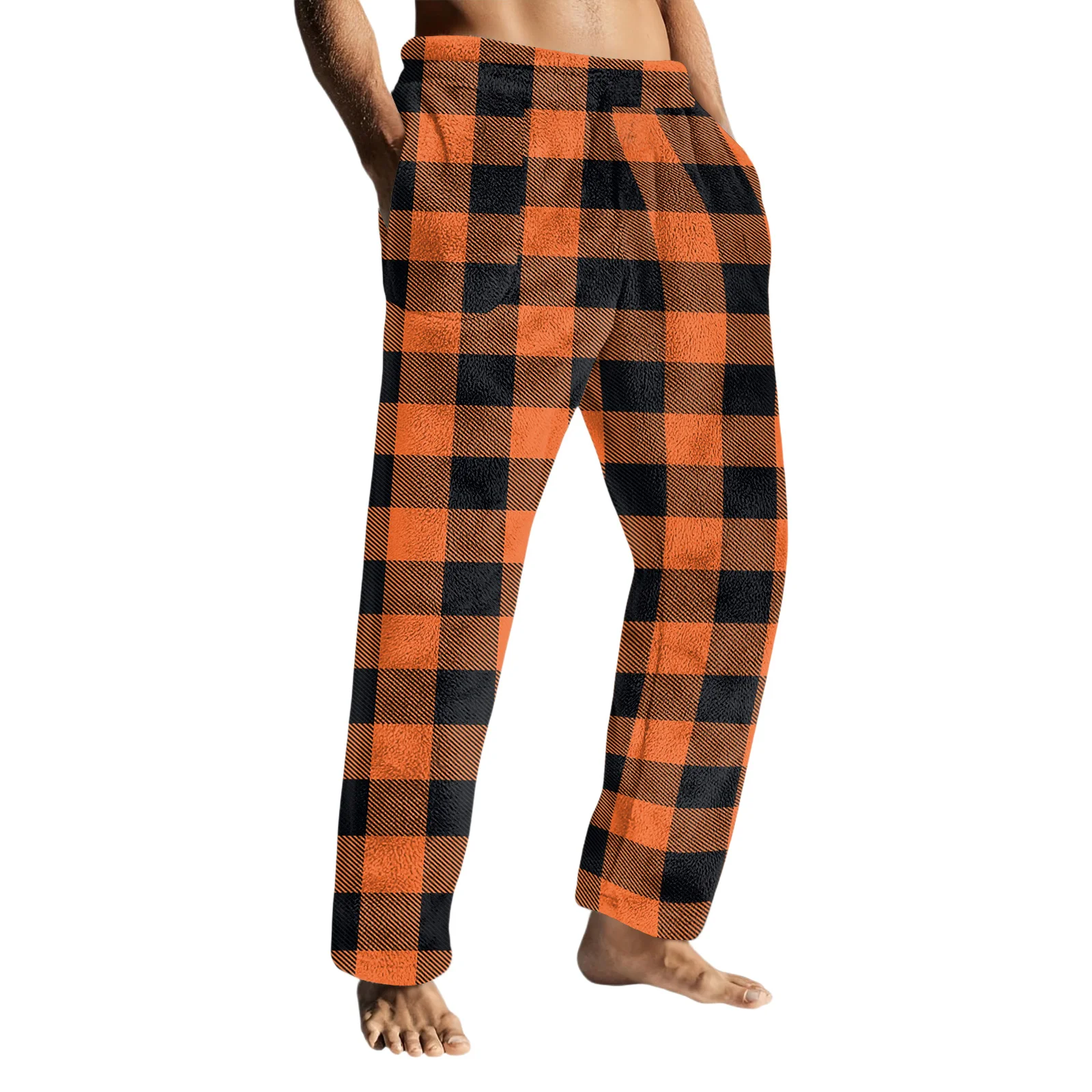 

Men's Home Pajamas Pants Casual Comfy Drawstring Pocket Flannel Home Wear Pants Classic Plaid Print Homewear Sleep Pants