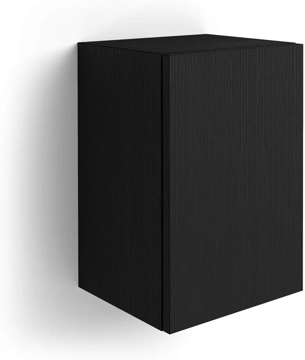 

, Iacopo Cube Wall Unit with Door, Ashwood Black, 11.8 "x11 x17.5, Laminate-Finished, Wall Cabinet for Entrance, Living Roo