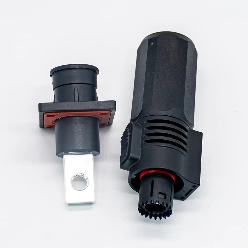 Surlok Power Connectors 8mm Black Straight Plug Socket Docking IP67 200A Busbar Lug