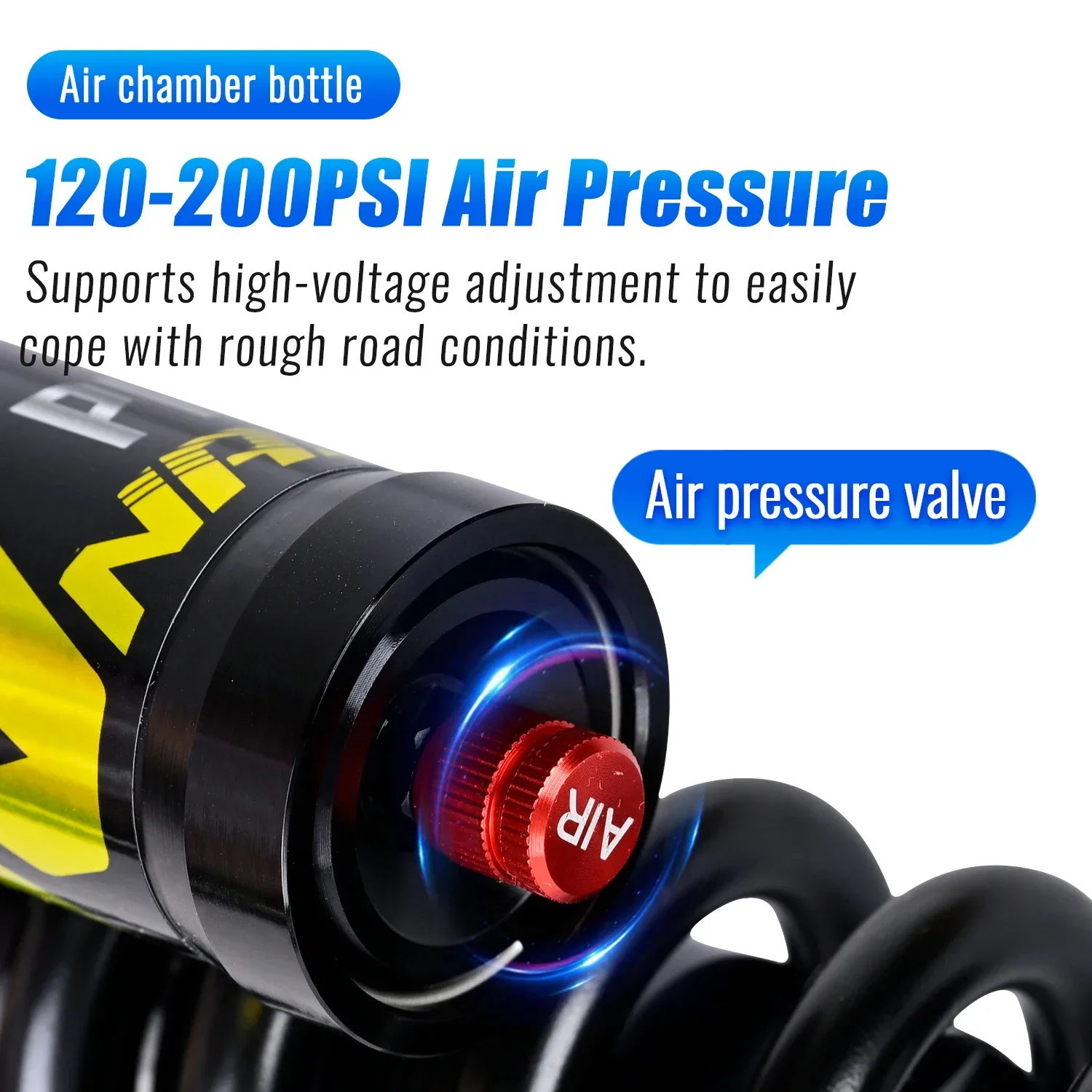 Bicycle Rear Shock Absorber Coil Spring Dual Damping Air Pressure Rear Suspension for Dirt JumpSoft Tail MTB Downhill Trail Bike