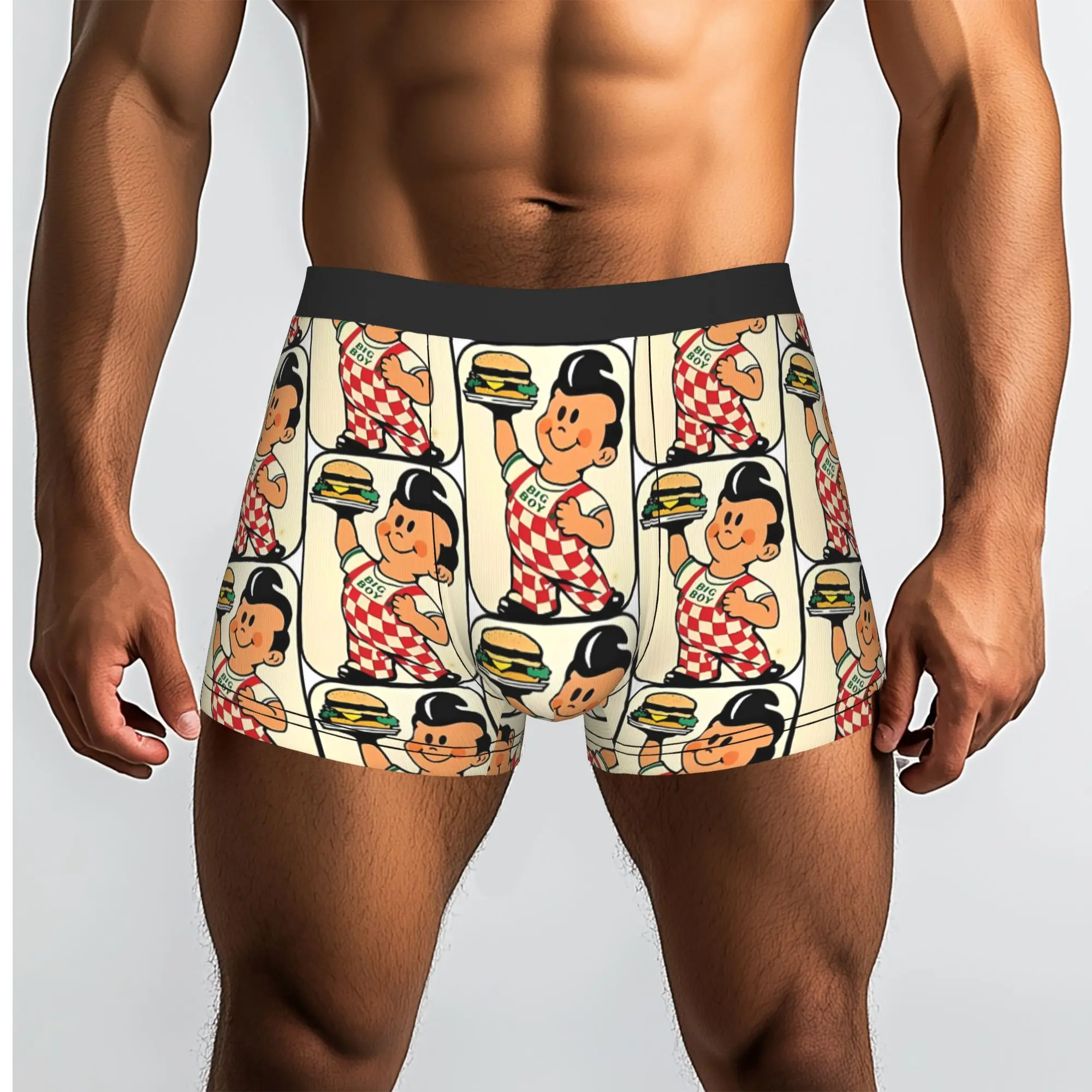 1950S Bob's Big  Character   Hamburgers Bob's Big  Hamburgers Underpants Homme Panties Male Underwear Print Shorts Boxer Briefs