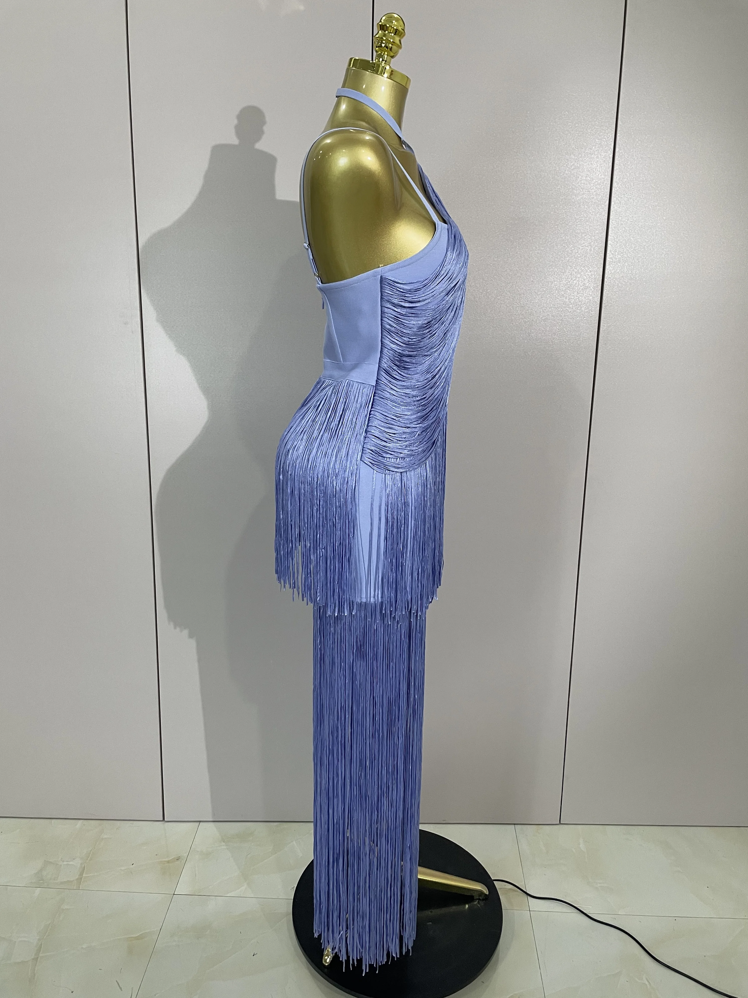 Frauen Sexy Backless Quaste Ankle Bodycon Verband Kleid Promi Elegante Abend Prom Club Luxus Geburtstag Party Outfit