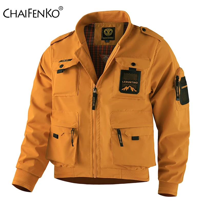Men Fashion Multi Pocket Coat New Comfort Versatile Windproof Baseball Collar Jacket Spring Autumn Simplicity Casual Solid Tops