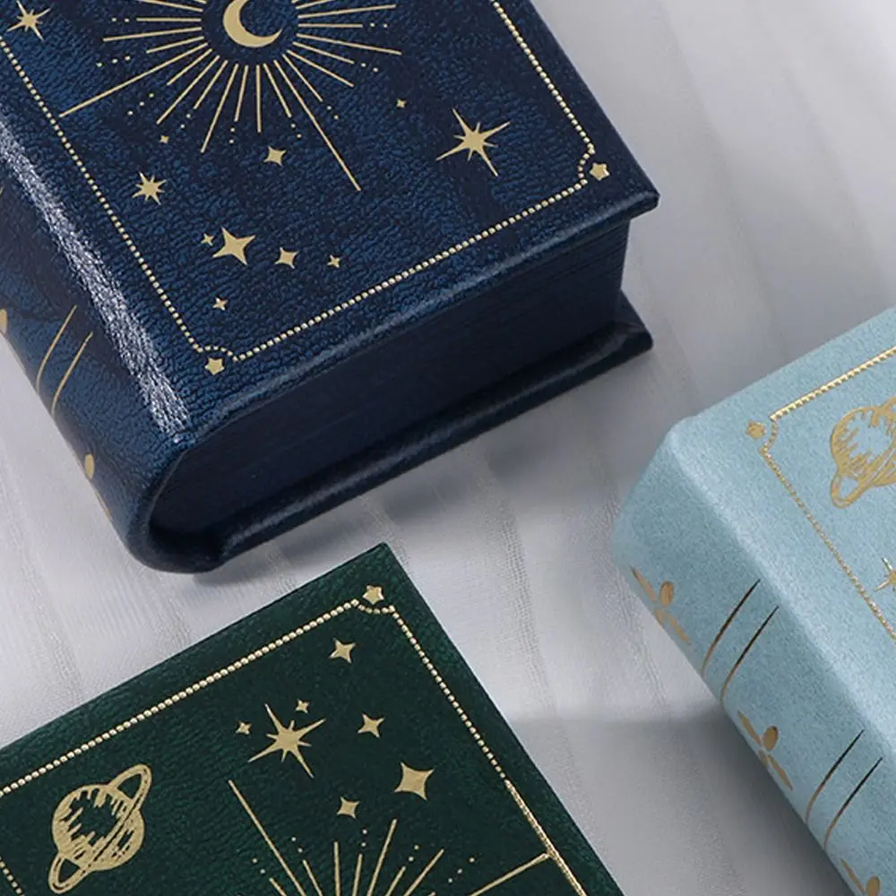 جديد بو الجلود حلقة صندوق الوجه غطاء كتاب على شكل حلقة حامل ريترو مجوهرات هدية حقيبة للتخزين #4