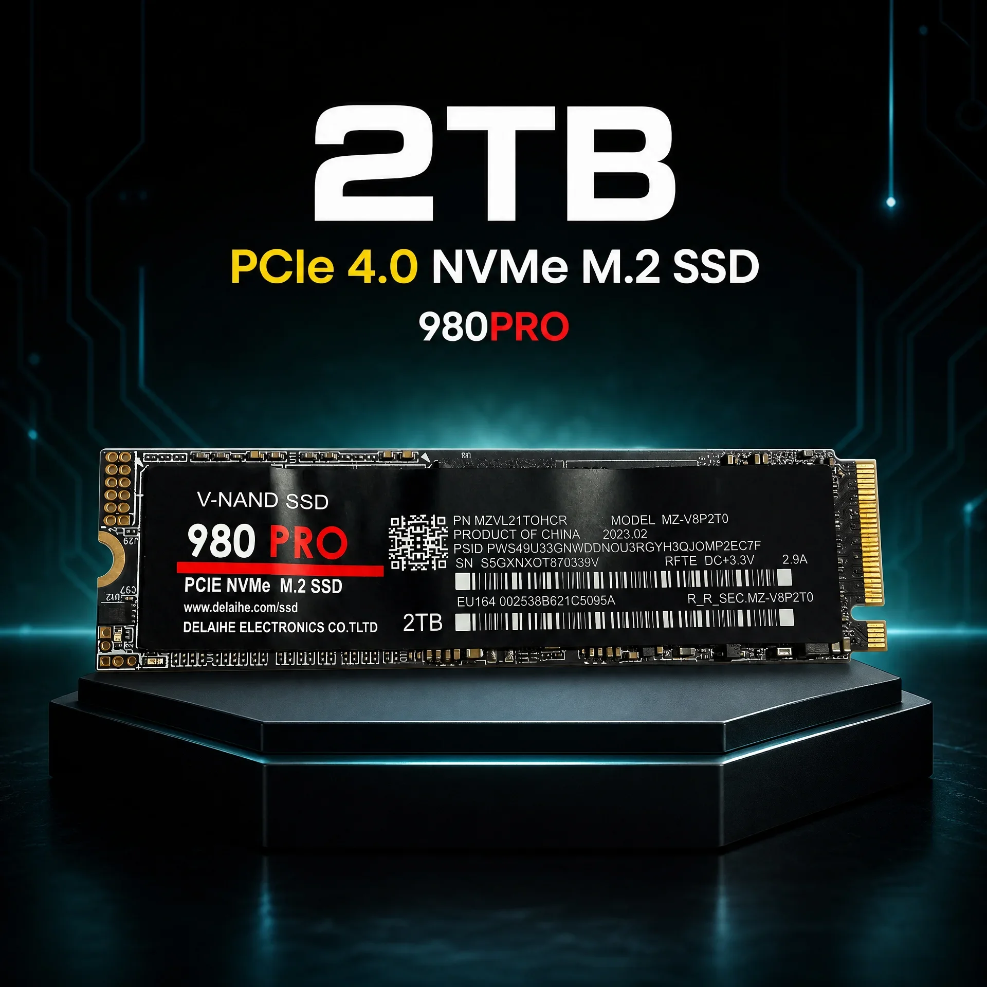 Up to 7450MB/s High‑Speed Storage 2026 HOT SALE 980Pro M.2 NGFF PCIe 4.0 SSD Internal Solid State Drive for Laptop Desktop PC