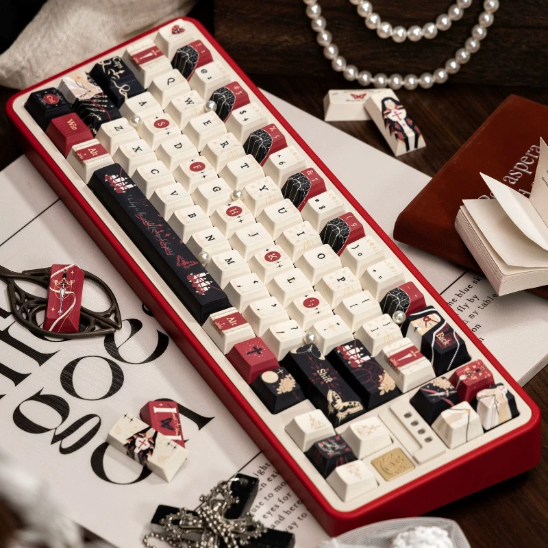Night of Prayer for Nuns Keycaps Customized PBT Sublimation Cherry Profile Key Cap Cute Cartoon Anime Point Key Caps for Gamers