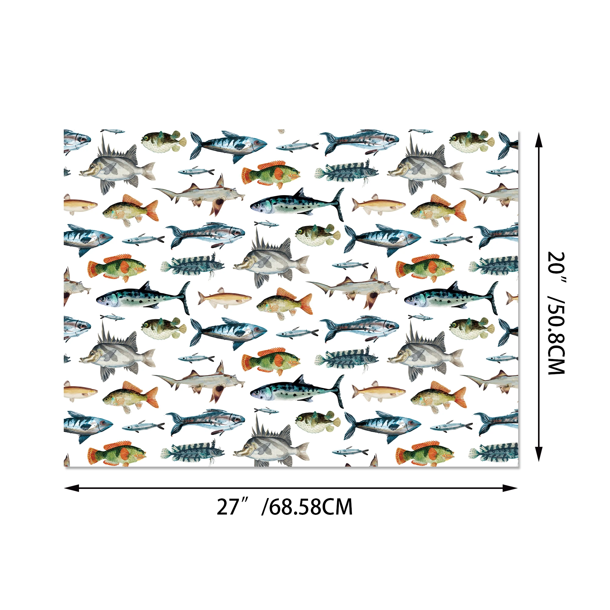 

Винтажная подарочная бумага с рыбами, красочная бумага с глубоководными рыбами, подарочная упаковка в морском стиле, яркая упаковка с морскими обитателями