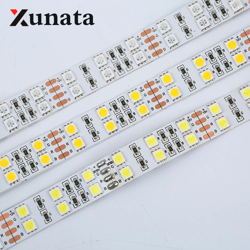 Top Quality! 5M DC 12V 600Led 120led/m waterproof  SMD 5050 RGB Warm White led strip Double Row Flexible ribbon tape light