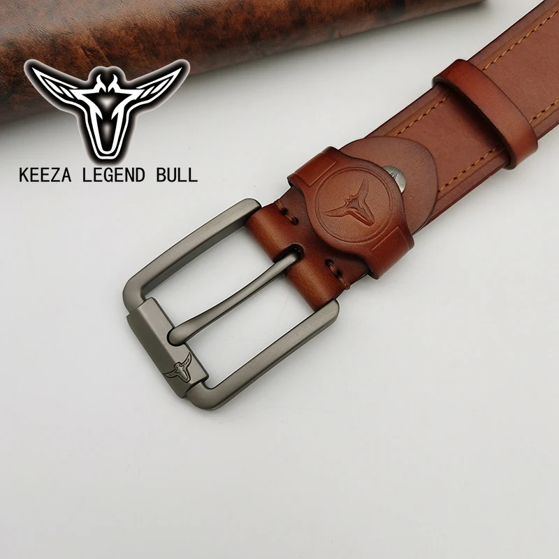 KEEZA LEGEND BULL Cáqui Camada Superior Cintos De Couro De Couro Para Homens Moda Design Luxuoso Fabricante Vendas Diretas