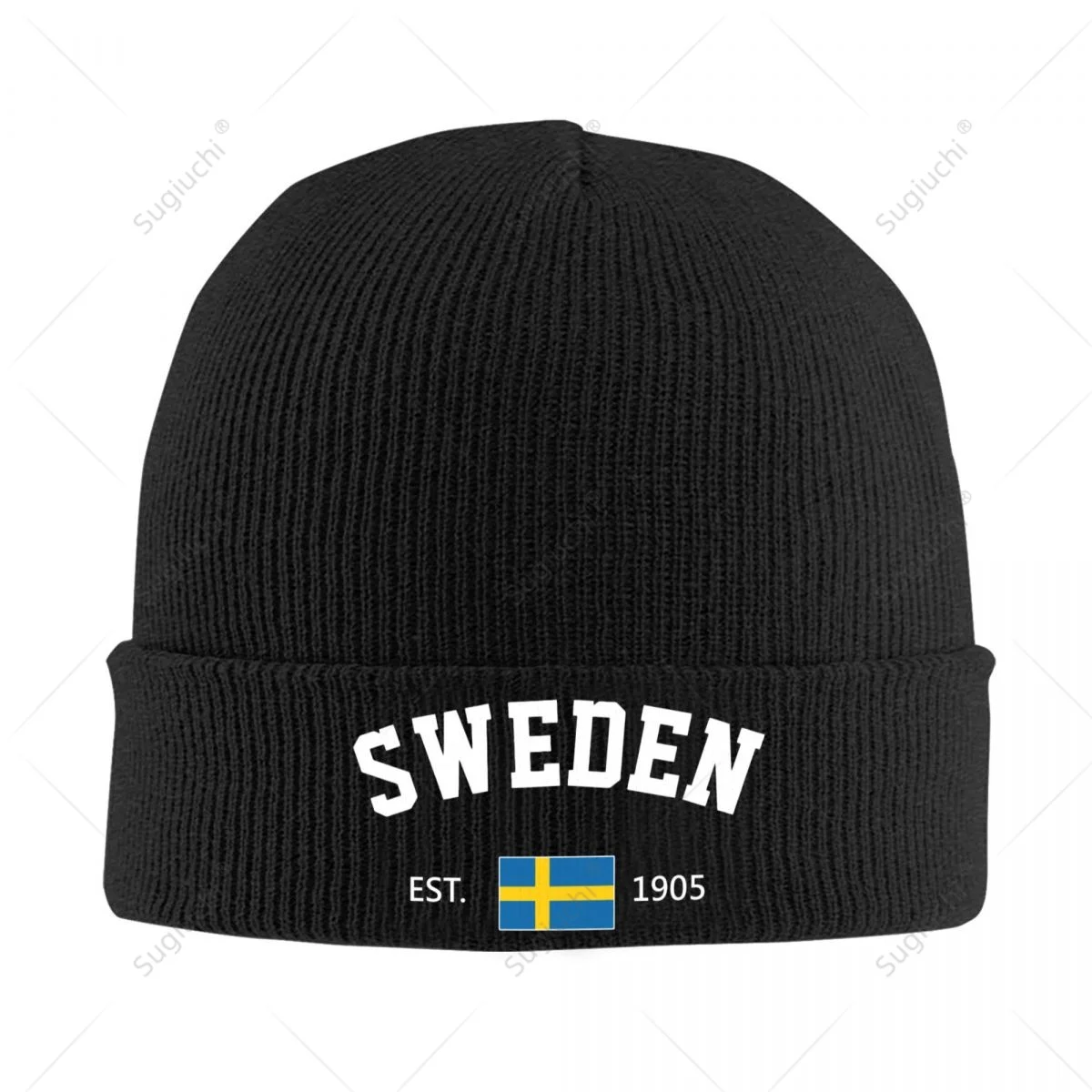 Knitted Hat Unisex Sweden EST.1905 Independence Day For Men Women Boys Winter Autumn Beanie Cap Warm Bonnet