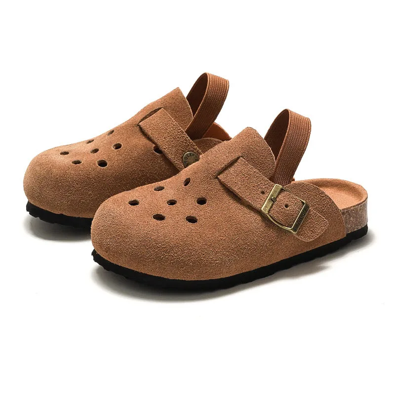 

Spring and Summer Children's Cork Shoes, Perforated and Breathable, Boys' Boken Shoes, Girls' Outdoor Sandals, Suede Leather