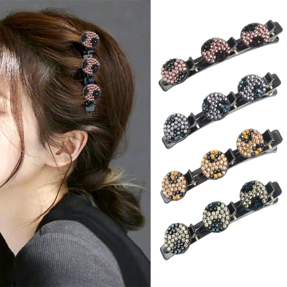 Acrylic Crystal Flowers Hair Clip Hairpin For Women Girls Rhinestones Bangs Side Barrettes Braiding Headwear Hair Accessories