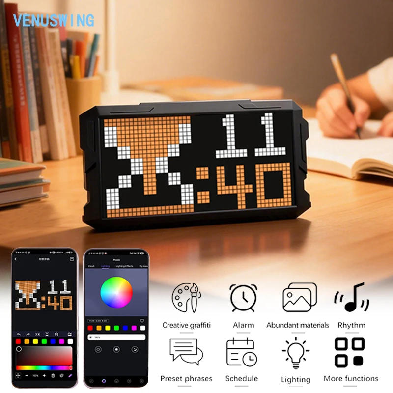 Ecran-led-programmable-24-48diy-affichage-a-pixels-panneau-led-defilant-visualiseur-audio-cadre-de-table-pour-art-pixel-pour-salle-de-jeu-table-de-chevet
