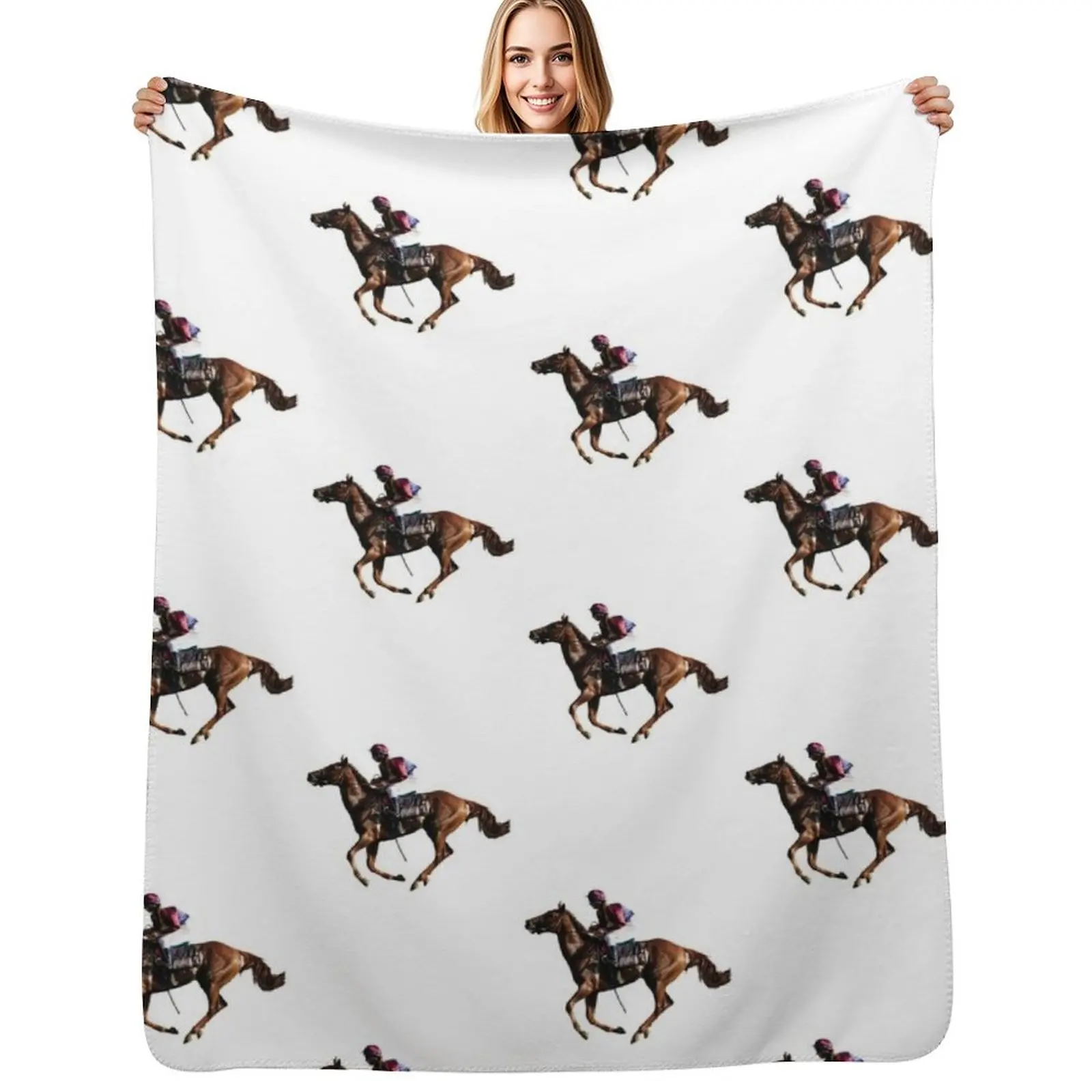 Horse Racing Throw Blanket Decorative Soft Throw Blanket for Couch Sofa