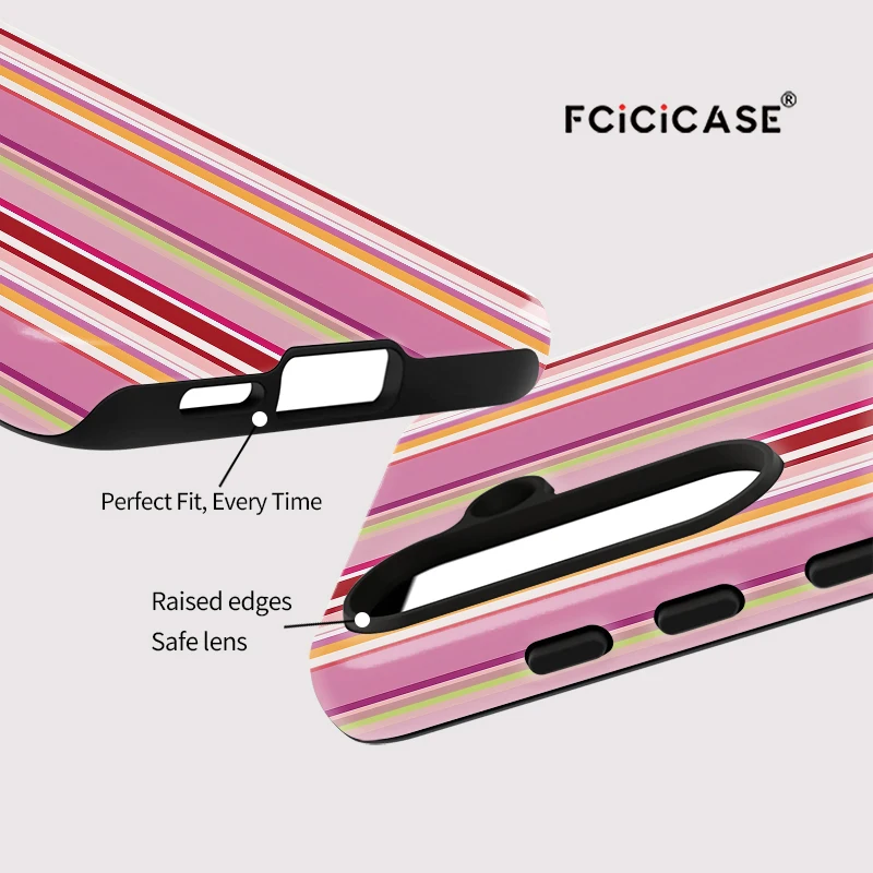 Fcicicase خطوط ملونة نمط قضية الهاتف لسامسونج غالاكسي A36 A26 A 26 5G A16 A56 للصدمات ماتي سيليكون الاكريليك غطاء