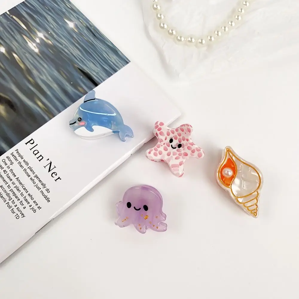 Lobster Cartoon Small Hair Claw Clip Acetate Whale Ocean Series Hairpin Sea Horse Hair Accessories Barrette Girls