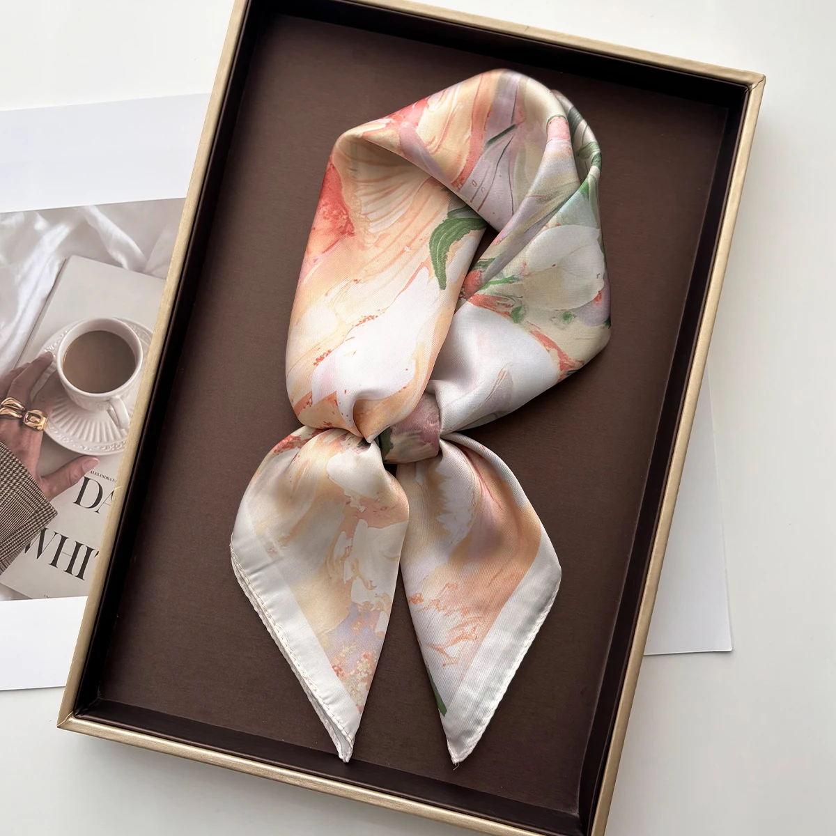 

Imitation Silk Square Scarf For Women Floral Printed Scarves Bandanas Luxury Hijab Neckerchief Elegant Beach Shawl Wraps