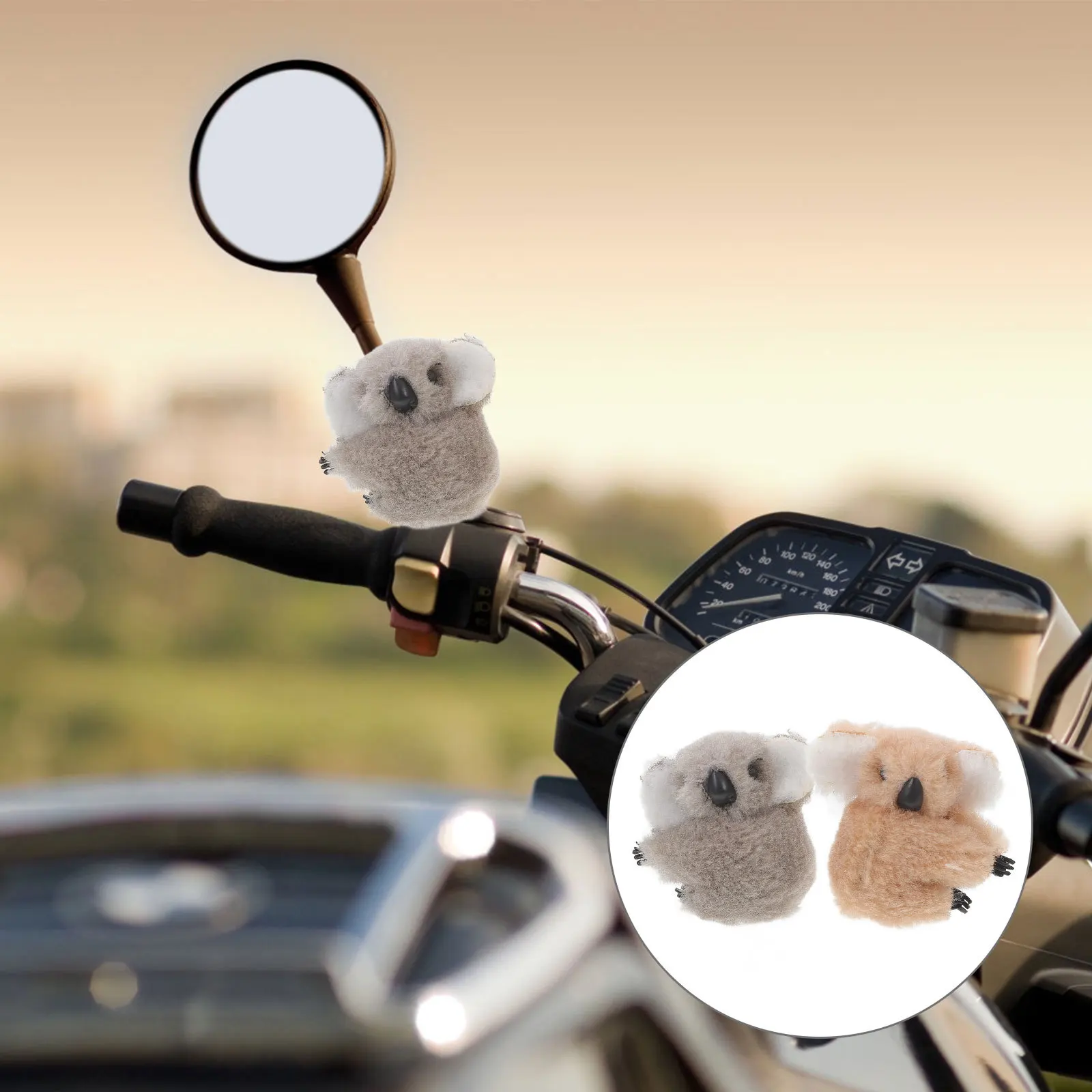 2Pcs Motorcycle Mirror Handle Decor with Adorable Koala Design - Long-Lasting, Fade-Resistant Ornament for Side Mirror, Stylish