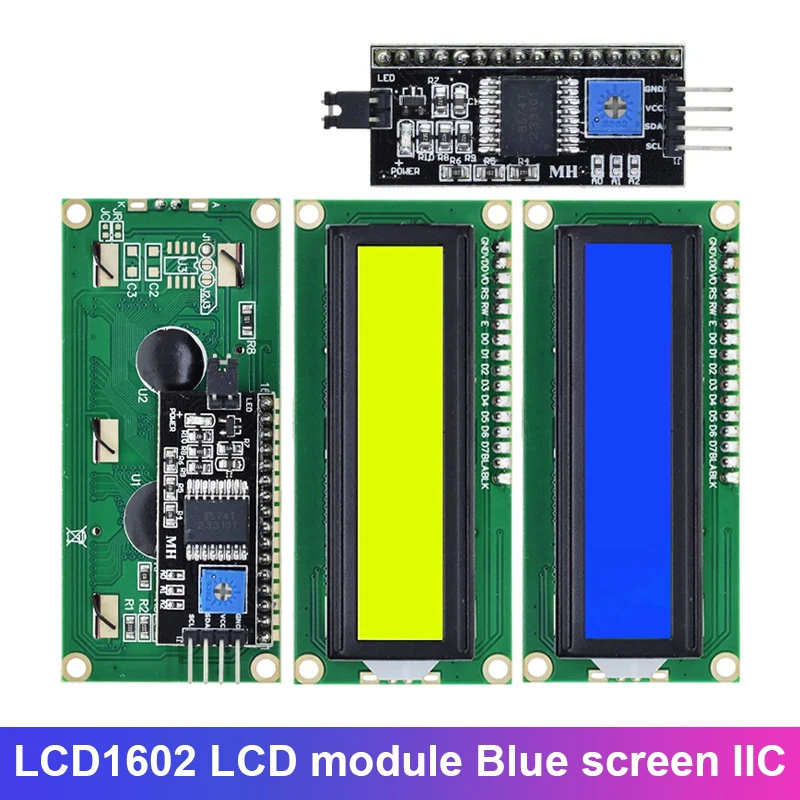 Arduino DIY用液晶画面,青,または黄色の緑の画面,16x2文字,lcd1602,5v