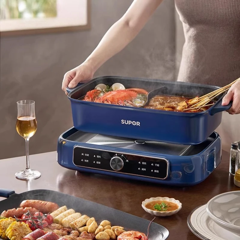 وعاء تسخين كهربائي مزدوج النكهة غير لاصق سعة 7 لتر قابل للفصل للمنزل متعدد الطباخ بالبخار