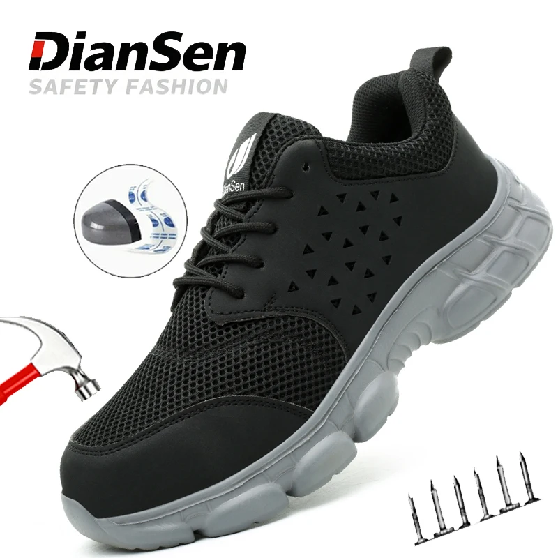 

Steel Toe Cap Work Boots Breathable Men's Safety Shoes Anti-Slip Construction Boots for Men Outdoor Work Lightweight Sneakers
