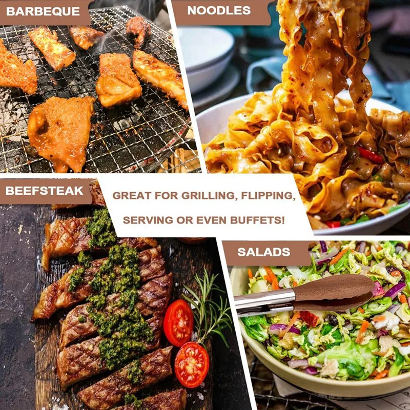 2 упаковки деревянных щипцов из орехового дерева для приготовления пищи, деревянные щипцы для салата 12 и 9 дюймов для сервировки, кухонная утварь из нержавеющей стали-A68X