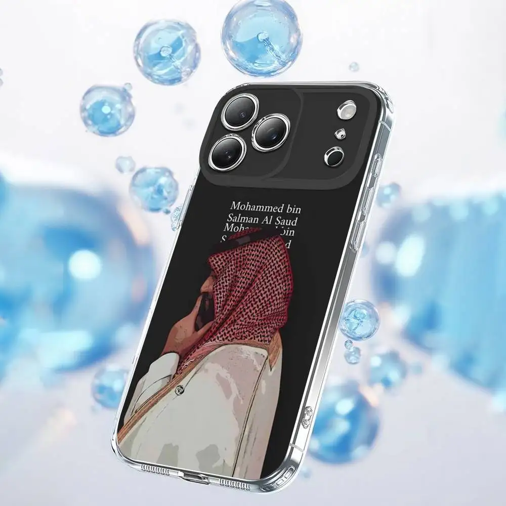 حافظة هاتف Salman المملكة العربية السعودية بعلم الملك لهواتف iPhone 17,16,15,14,13,12,11 Plus,Pro,Max,Plus,E,SE4,Air,Mini Transparent
