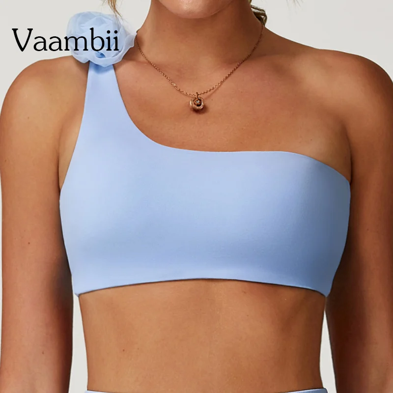 

Single Shoulder Yoga Tops Push-up Bras Vest Lycra Sports Bra for Women Seamless Shock-proof Fixed Cup Gym Workout Tops