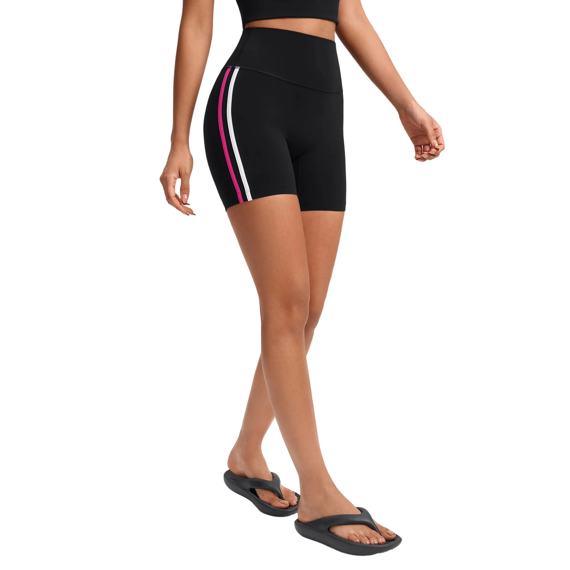 شورت رياضي نسائي عالي الخصر صيفي بطول ثلاثة أرباع سروال ركوب الدراجات في الهواء الطلق لرفع الورك واللياقة البدنية والجري