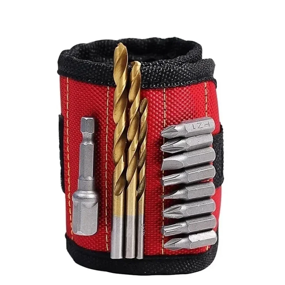 Borsa per attrezzi da polso magnetica fascia di supporto per il polso con magnete forte per tenere le viti cintura per braccialetti per unghie strumenti per elettricisti