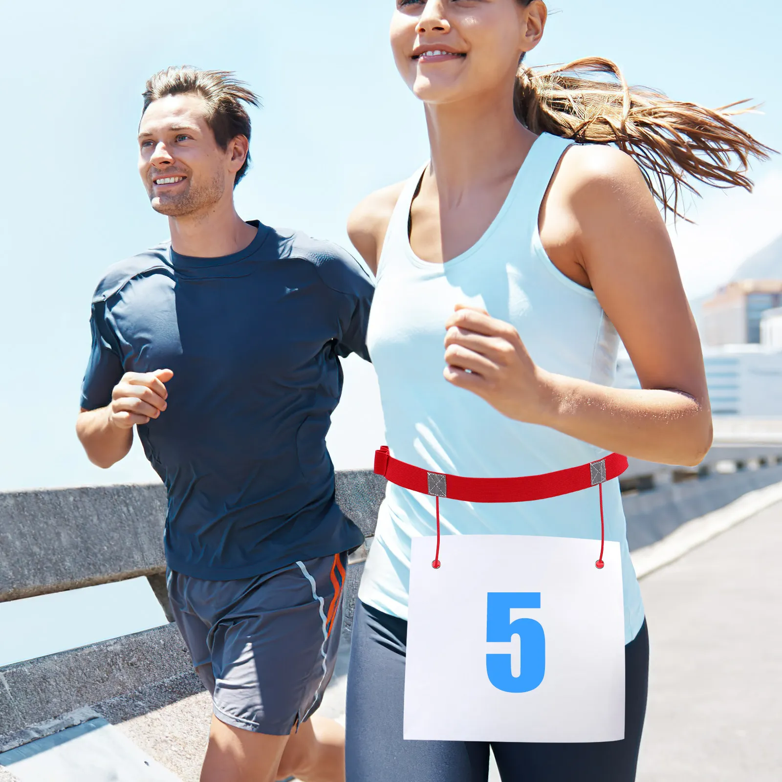 2Pcs Reflective Race Belt Adjustable Lightweight Running Waistband Safety Gear Ultra Elastic Race Number Holder for