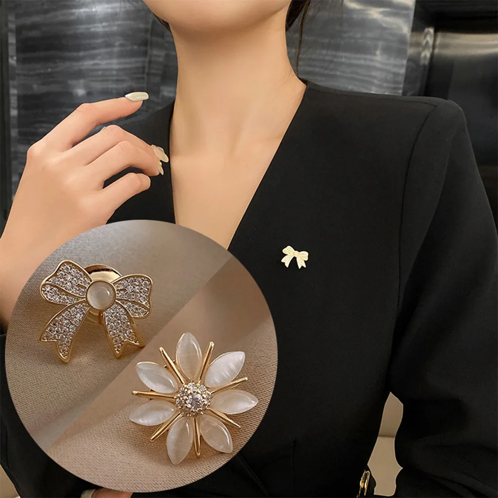 1PC Snowflake Flower Bow Brooch Shiny Rhinestone Bownot Brooches   Pin Men &Women Luxury Jewelry Accessories 2024 High Quality