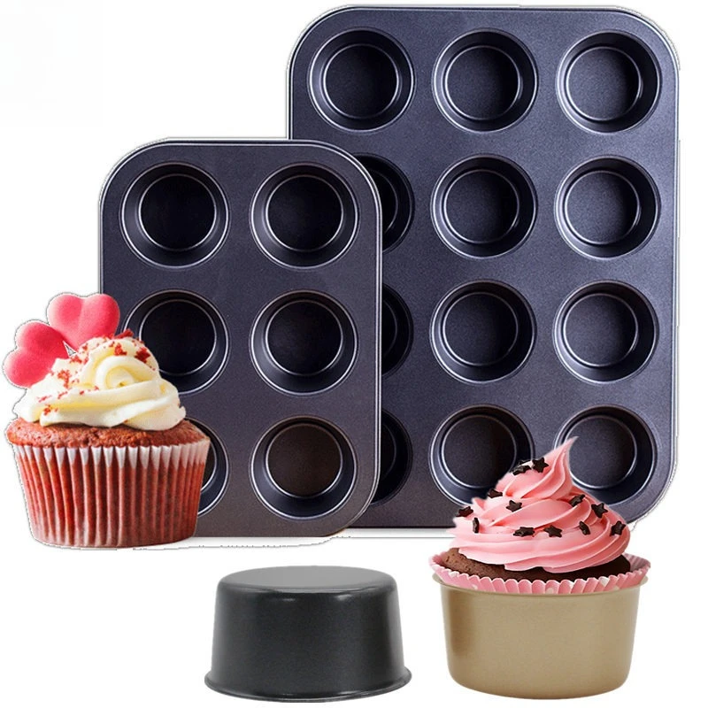 6/12 Holes Cupcakes Mold Non Stick Muffin Cupcake Mold Soap Chocolate Muffin Baking Pan Steel Cake Mold Baking Tools