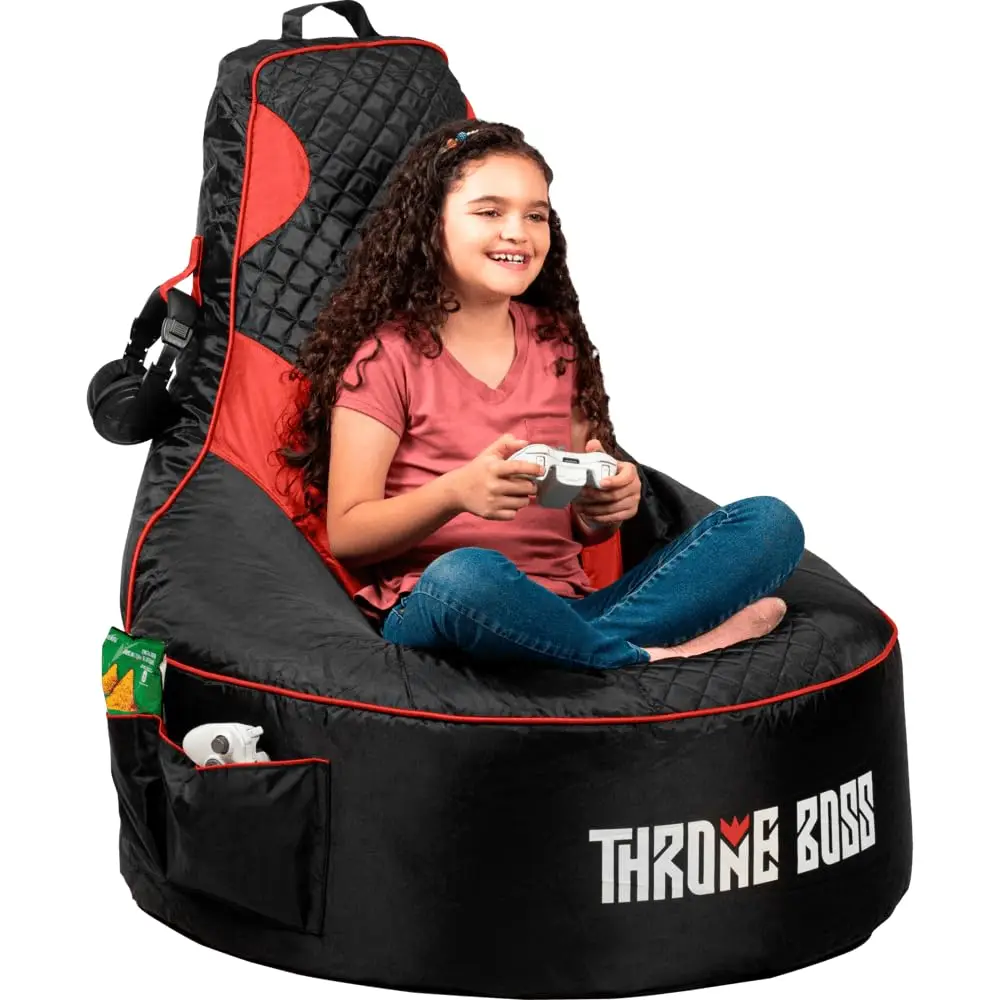 

Gaming Bean Bag Chair For Kids [Cover Only No Filling] - High Ba Beanbag For Boys, Girls, And Gamers With Cup Holder