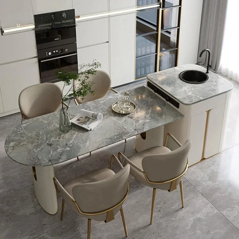 

Итальянский обеденный стол, Мраморная настольная консоль, плотная доска, прямоугольная Минималистичная настольная мебель
