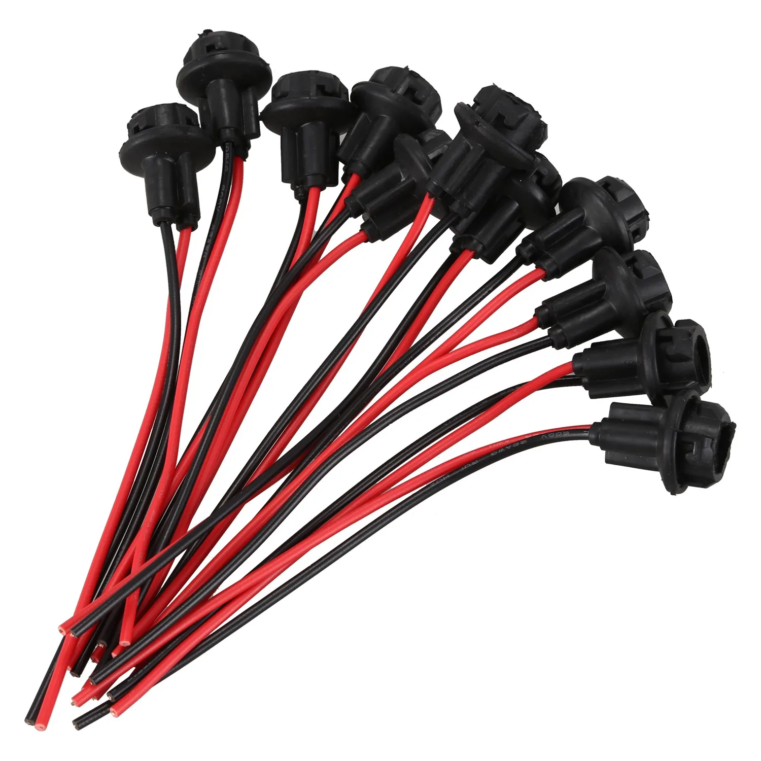 10 portalámparas T10 W5W 168 194, enchufe con base de vidrio, color negro, bricolaje