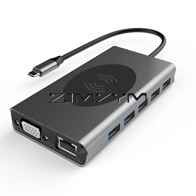 

14 In 1 USB - C Extender Hub USB 3.0 100M Docking Station PD100W Charging 4K HDMI 1080P Dual HDMI HD Wireless Charging Docking