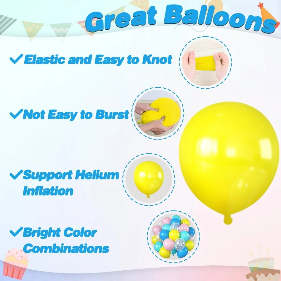 مجموعة بالونات زرقاء صفراء مقاس 12 بوصة مع بالونات لاتكس شفافة باللون الوردي المخضر لتزيين حفلات موضوع المحيط مثالية لاستحمام الطفل نحن
