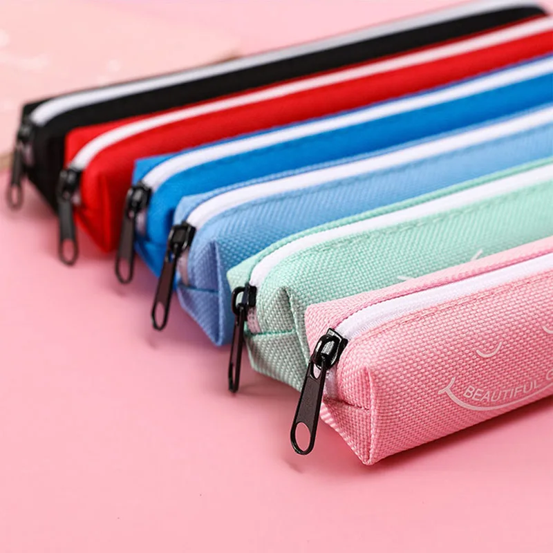 Mini Cute Canvas Pencil Case Small Capacity Simple Student Pen Bag Junior Students Refreshing Stationery Prize Pencil Bag