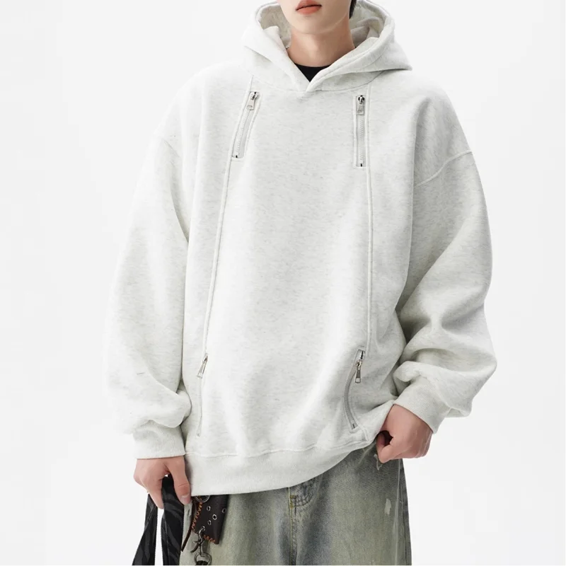 

Autumn Winter New Arrival American Style Hoodie For Men Trendy Double Zipper Design Sense Loose Versatile Hooded Jacket