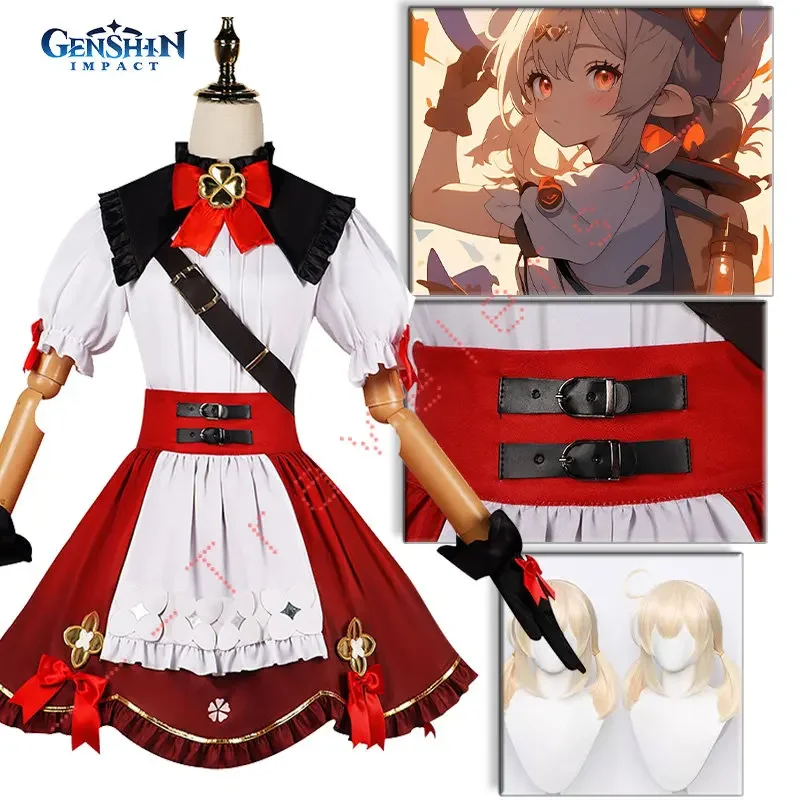 Costume de Cosplay Genshin Impact Skin Klee pour Enfants, Tenues, Robe, Chapeau, Perruque, Sac à Dos, Sorcière en Fleurs, Starlight, Jeu de Cn Comique pour Femmes, Nouveau