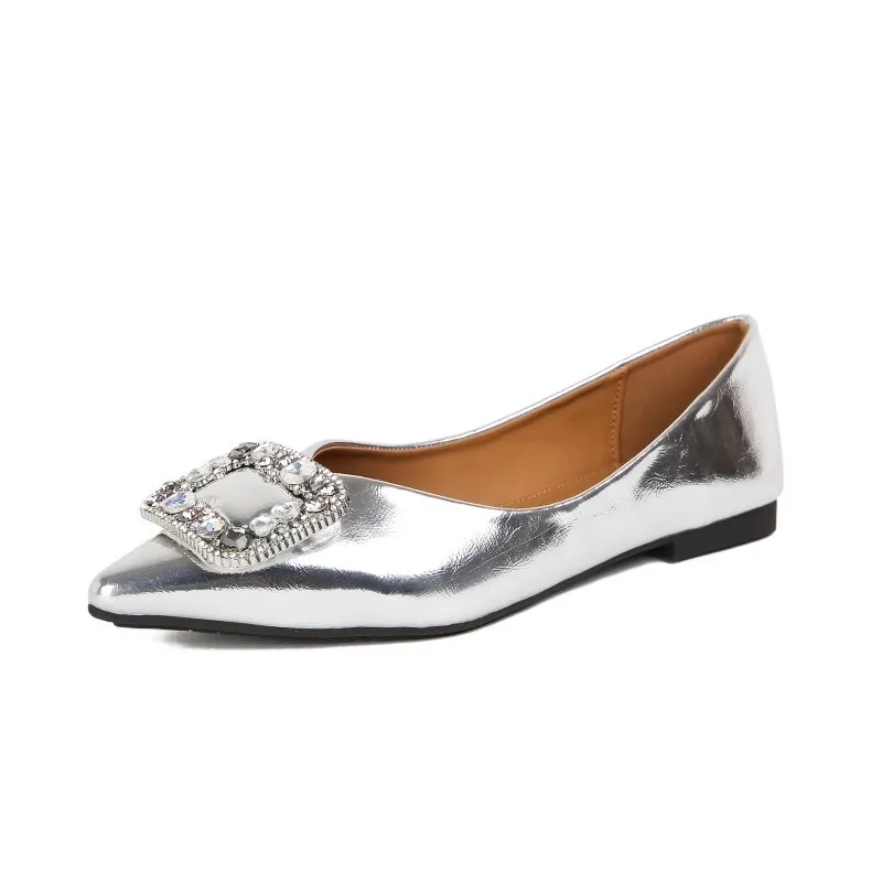 

Simple Pointed Temperament Rhinestone Single Shoes Women's Outer Wear Bag Head Half Slippers Fashion Versatile Muller Shoes Tide