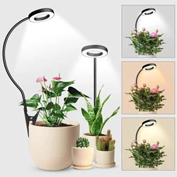 Clip On LED Grow Lights for Indoor Plants 6500K Full Spectrum, Two Installation Options 3 Colors with 3/6/12H Timer 5 Brightness