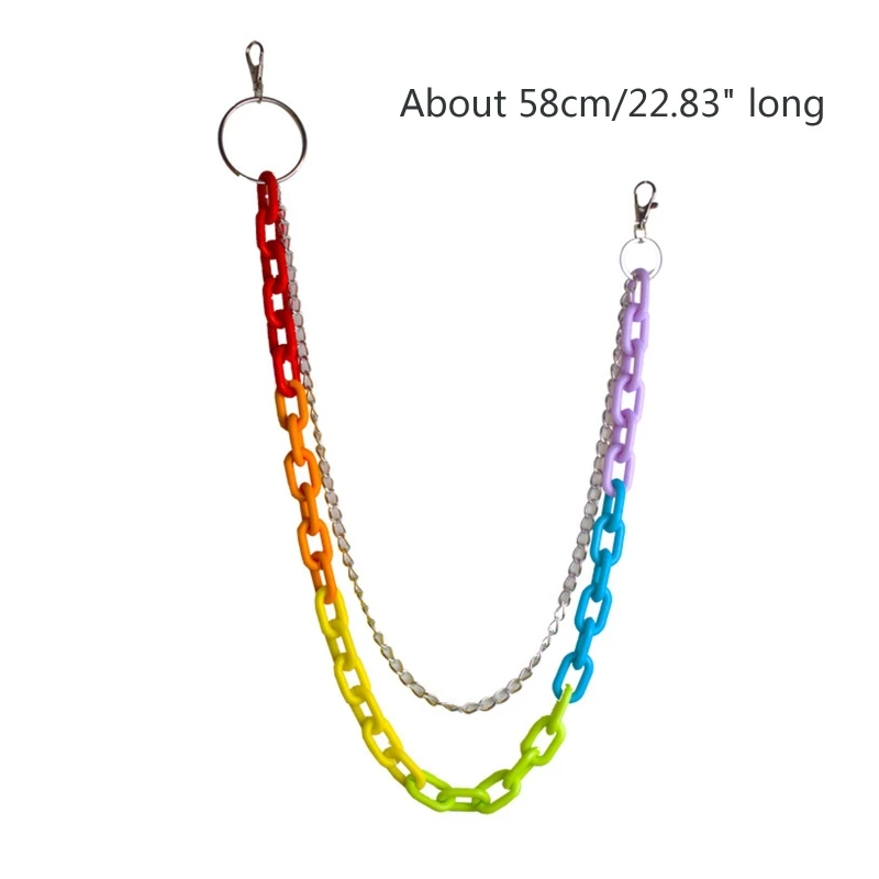 Rainbow Acrylic Wallet Chains Black Jean Rock Punk Keychain Pants Belt Chain Jean Chains for Men Key Metal Wallet Chain M6CD