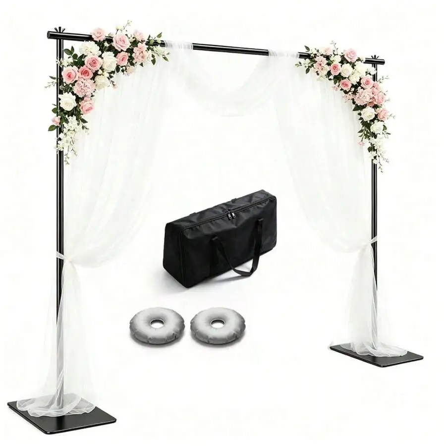 10x7ft Adjustable Height And Width Backdrop Stand Kit, Heavy Duty Metal Background Support Frame For Photo Studio, Quick Assembl