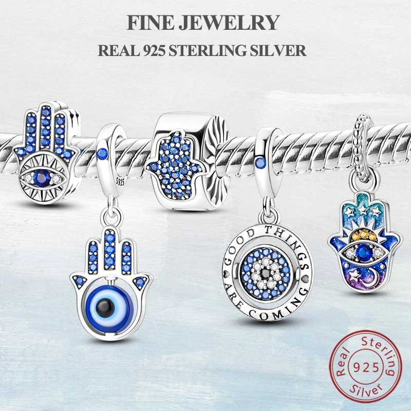 

Original Charms Bead 100% 925 Sterling Silver Palm Rotating Demonic Eye Charms fit Bracelet Bangle Necklace Women Jewelry Gifts