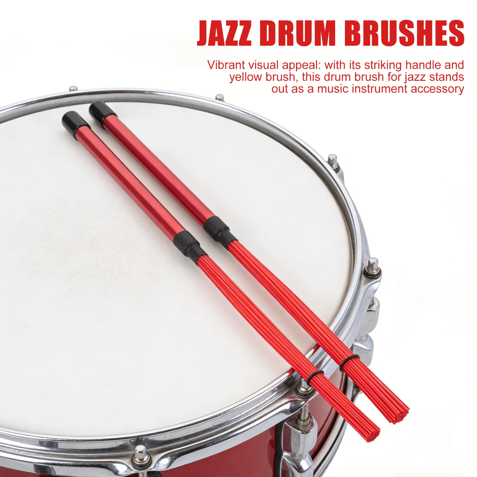 

1Pair Cajon Bundle Sticks Percussion Brushes Nylon Wire Tips Metal Handle for Jazz Drumming Extended Practice Drumming Tools Red